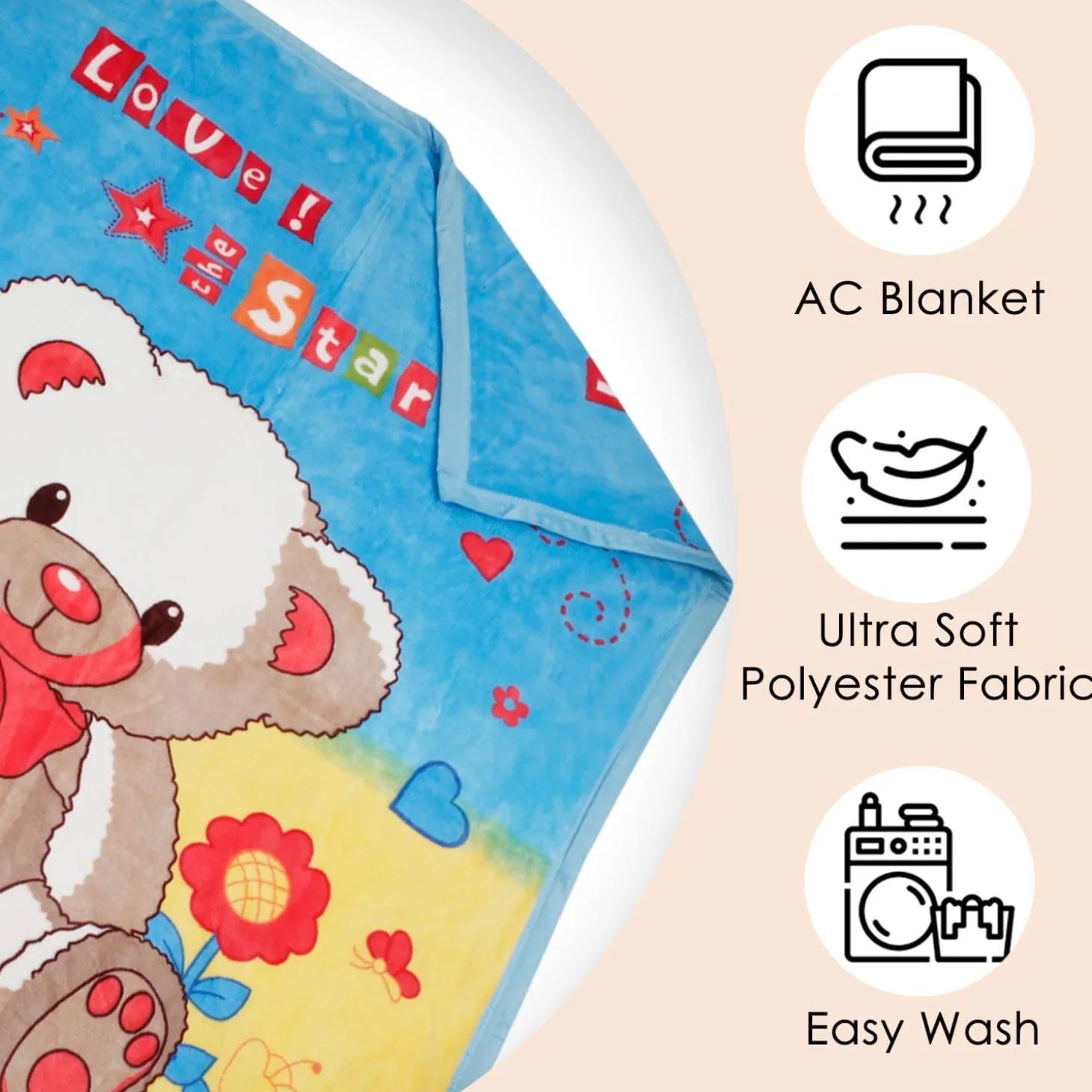 Star Bear Multicolour Double Sided Fur Blanket