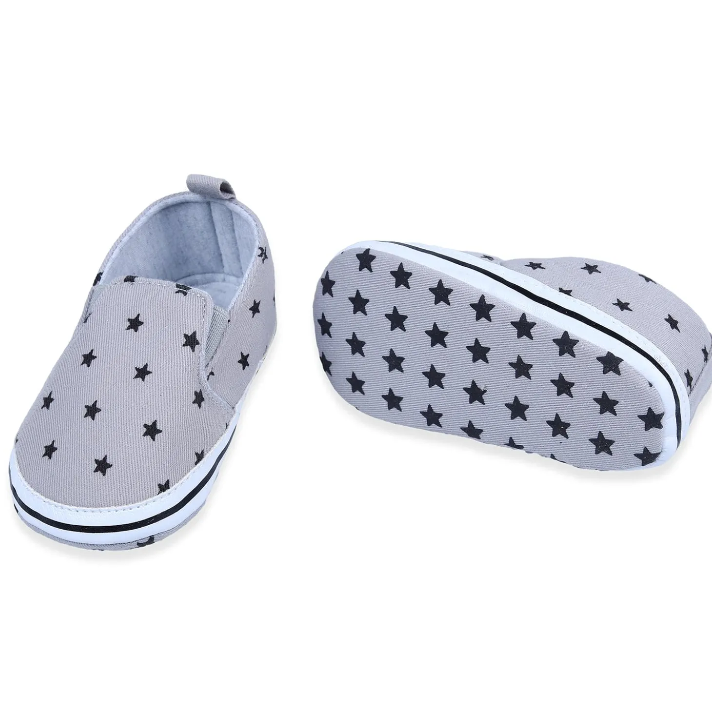 Star Casual Sneakers Soft Sole Anti-Skid Slip-On Booties - Grey