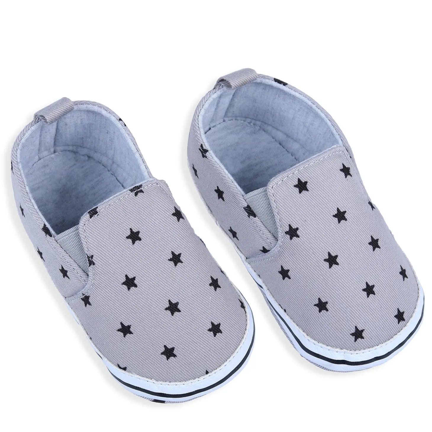 Star Casual Sneakers Soft Sole Anti-Skid Slip-On Booties - Grey