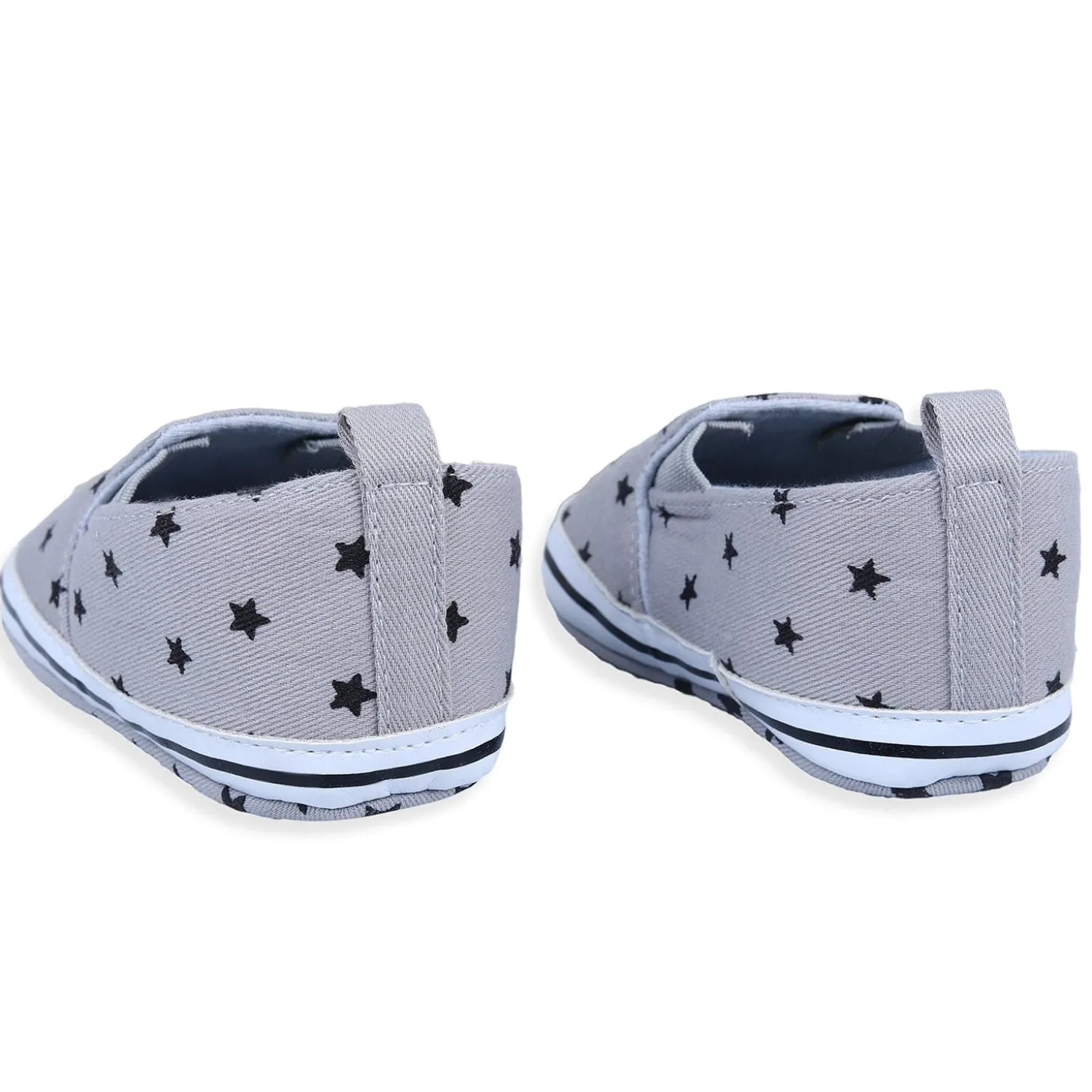 Star Casual Sneakers Soft Sole Anti-Skid Slip-On Booties - Grey