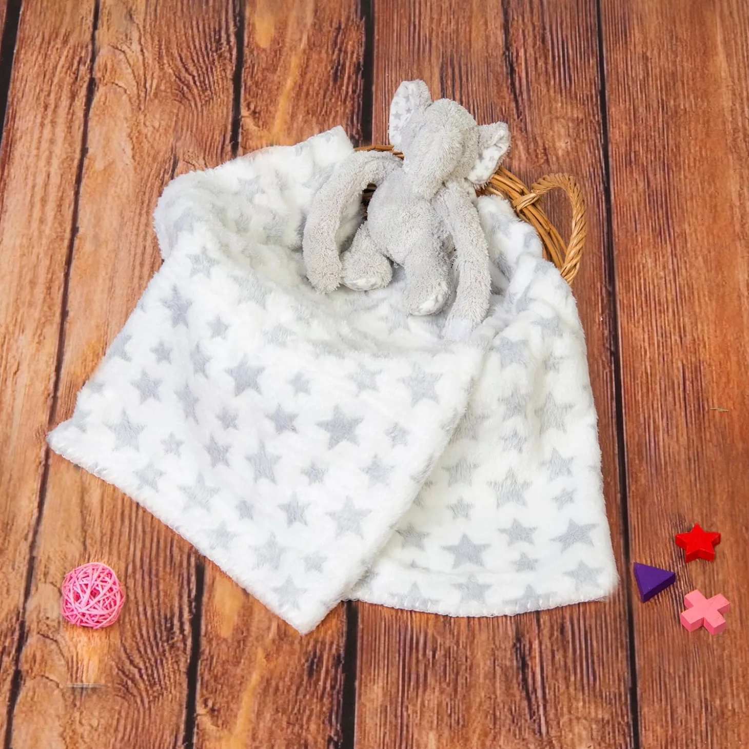 Star Elephant Soft Cozy Plush Toy Blanket Grey