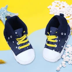 Star High Top Foldable Denim Casual Sneaker Booties - Blue