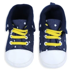 Star High Top Foldable Denim Casual Sneaker Booties - Blue