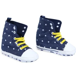 Star High Top Foldable Denim Casual Sneaker Booties - Blue