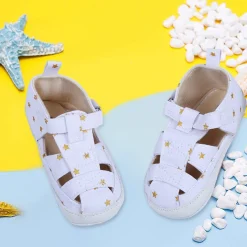 Star Premium Anti-Slip Velcro Hook-Loop Sandal Booties - White