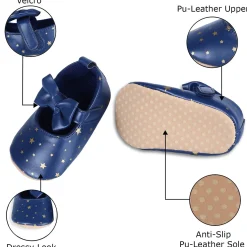 Star Premium Girls Soft Anti-Slip Ballerina Shoes - Navy Blue