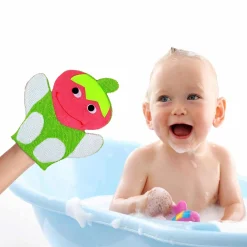 Strawberry Pink And Green Cartoon Bath Glove