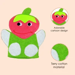 Strawberry Pink And Green Cartoon Bath Glove