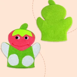 Strawberry Pink And Green Cartoon Bath Glove