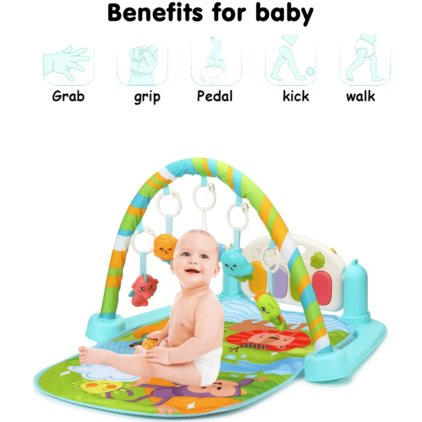 Sunny Zoo Day Multicolour Piano Activity Gym