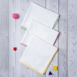 Swaddle Wrapper Pack Of 3 White With Colour Border Yellow Green Red