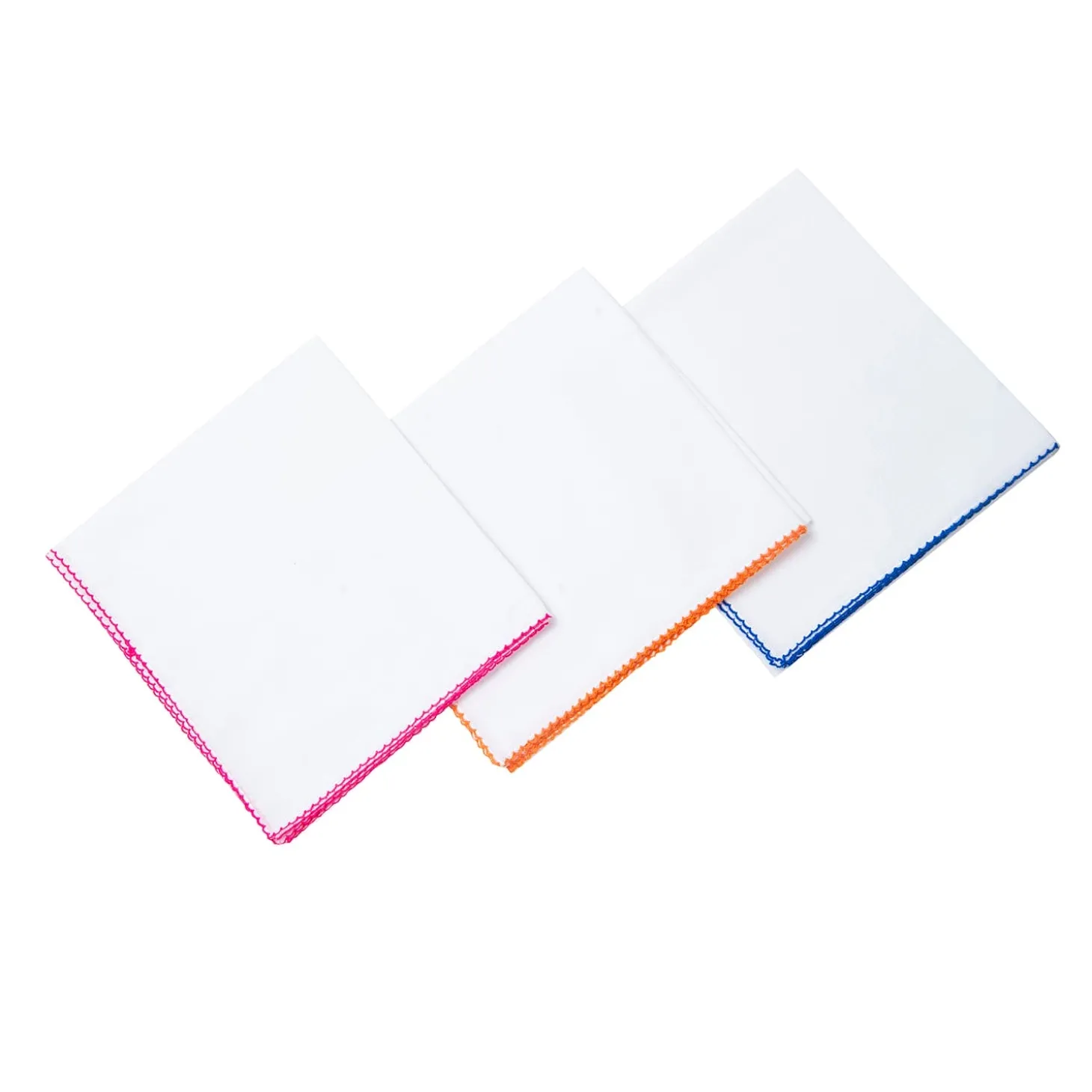 Swaddle Wrapper Pack Of 3 White With Colour Border Pink Orange Blue