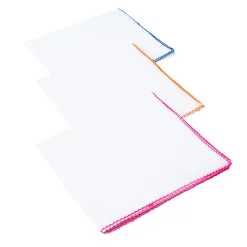 Swaddle Wrapper Pack Of 3 White With Colour Border Pink Orange Blue