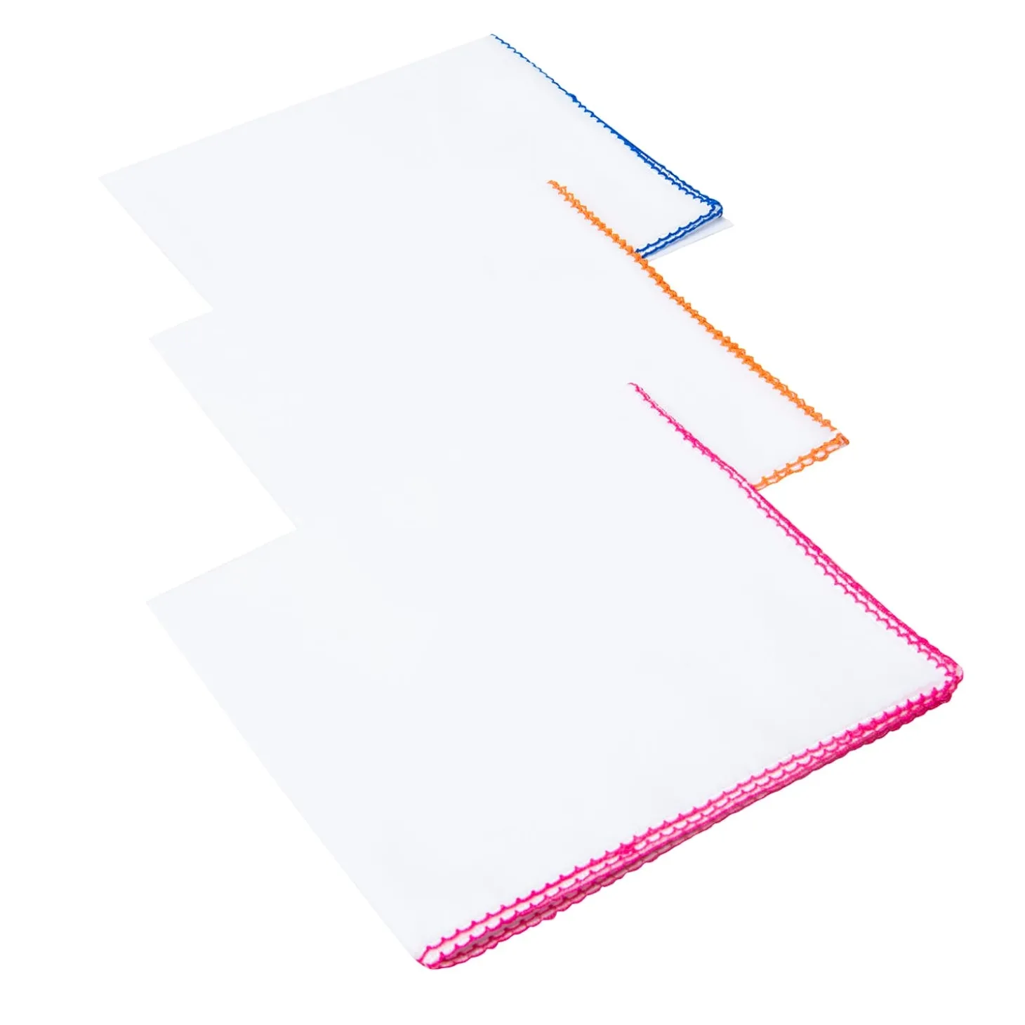 Swaddle Wrapper Pack Of 3 White With Colour Border Pink Orange Blue