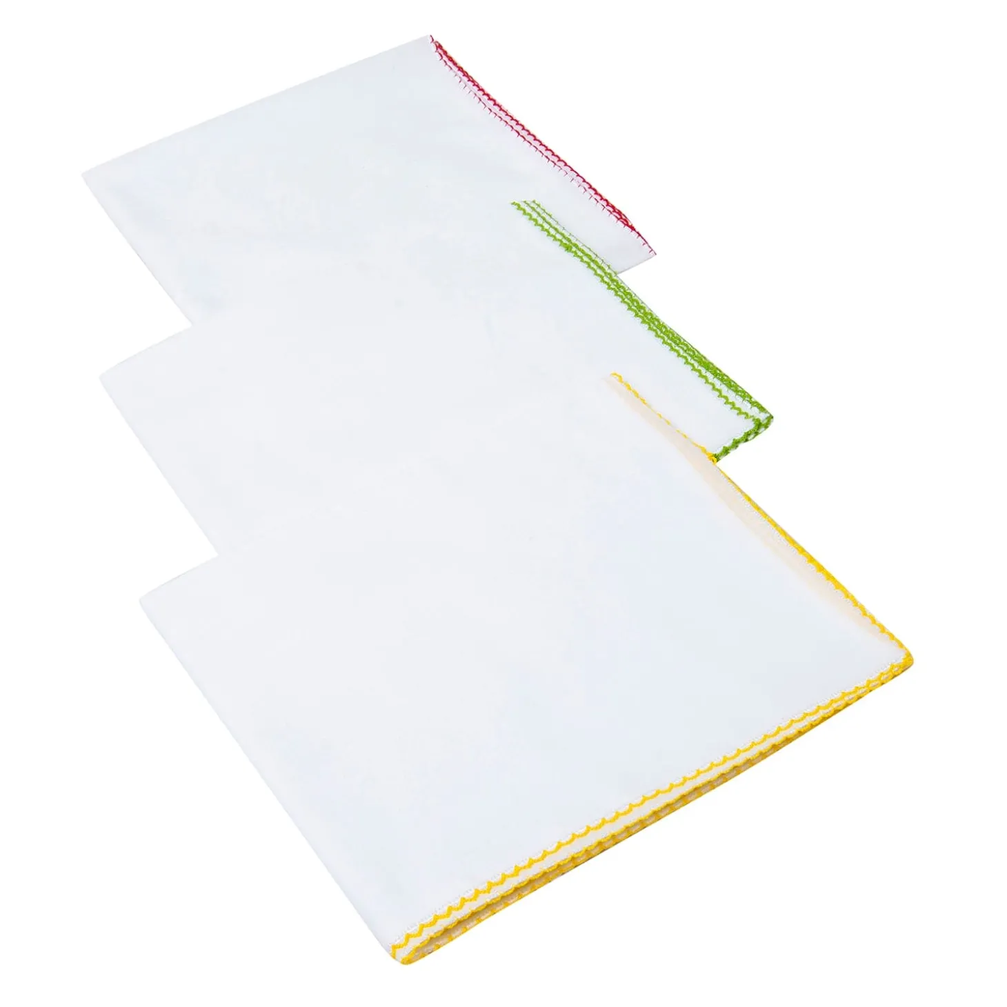 Swaddle Wrapper Pack Of 3 White With Colour Border Yellow Green Red
