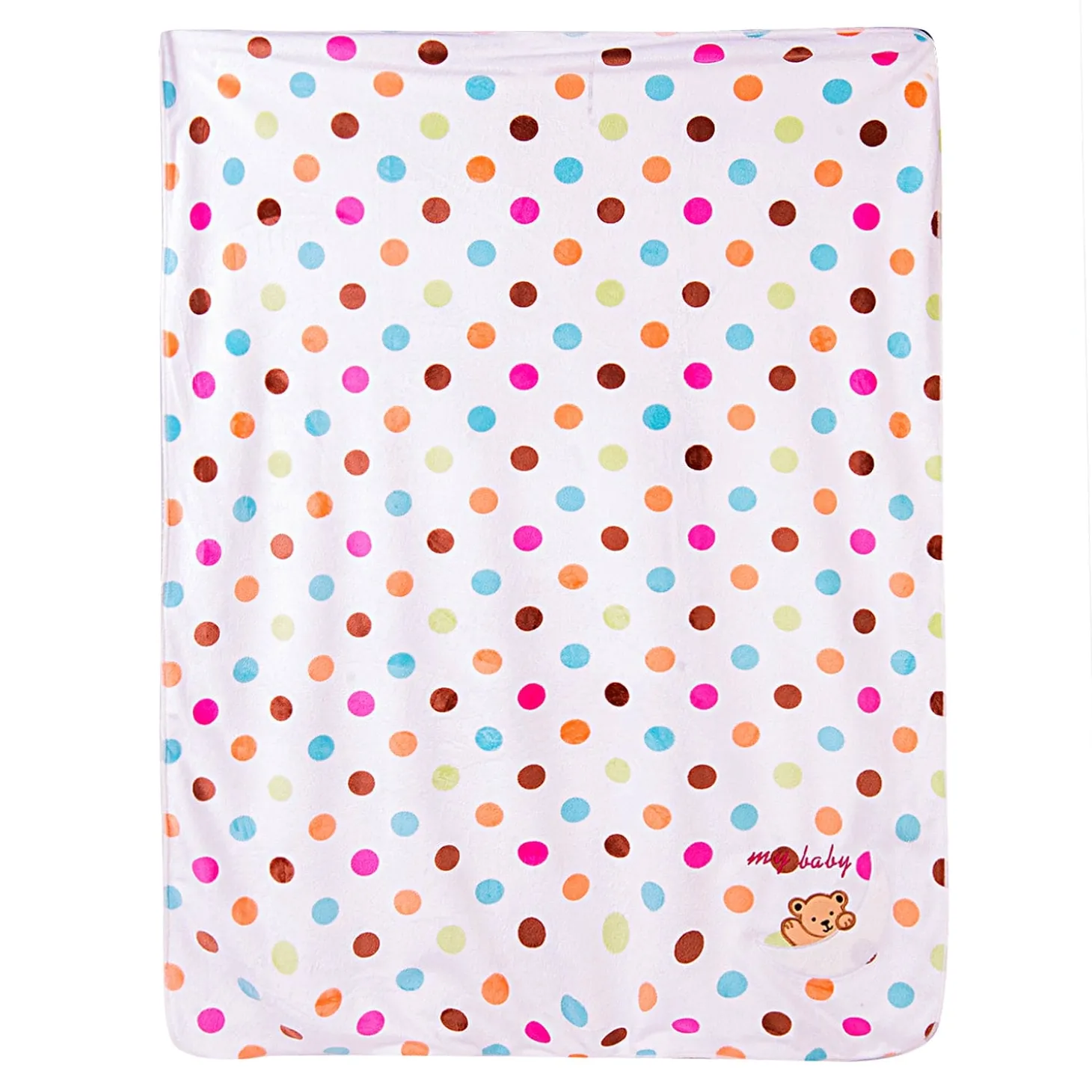 Teddy Polka Dot White Fur Blanket