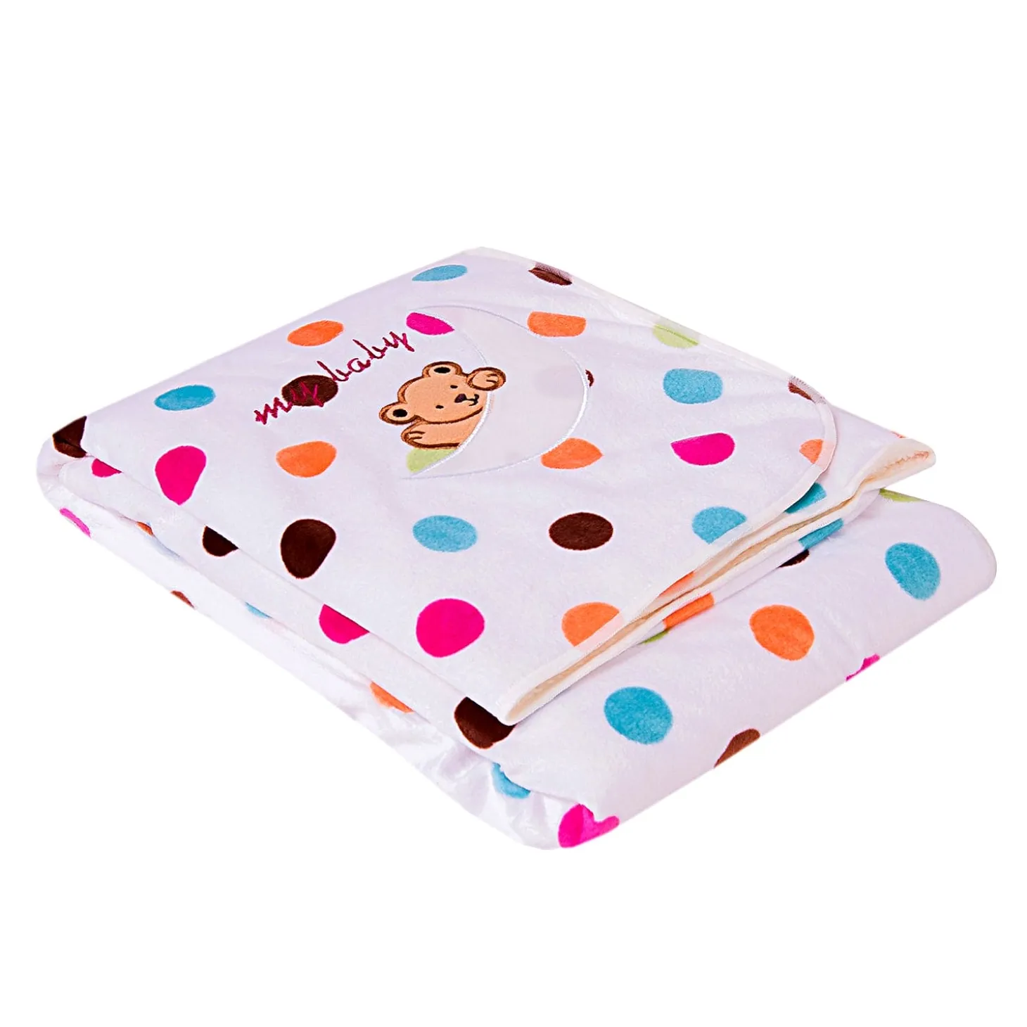 Teddy Polka Dot White Fur Blanket