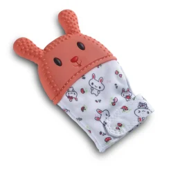 Teething Mitten Silicone Self Soothing Glove 1 Pc Rabbit - Orange