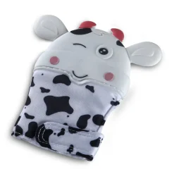 Teething Mitten Silicone Self Soothing Glove 1 Pc Cow Shape - White