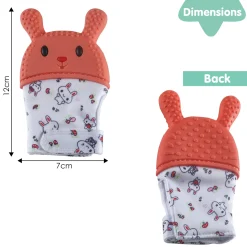 Teething Mitten Silicone Self Soothing Glove 1 Pc Rabbit - Orange
