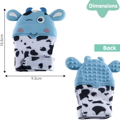 Teething Mitten Silicone Self Soothing Glove 1 Pc Cow Shape - Blue