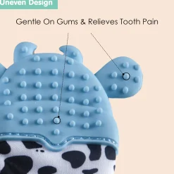 Teething Mitten Silicone Self Soothing Glove 1 Pc Cow Shape - Blue