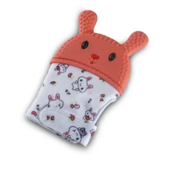 Teething Mitten Silicone Self Soothing Glove 1 Pc Rabbit - Orange