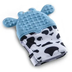 Teething Mitten Silicone Self Soothing Glove 1 Pc Cow Shape - Blue