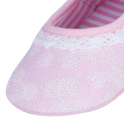 Textured Hookloop Premium Girls Anti-Slip Ballerina Shoes - Pink