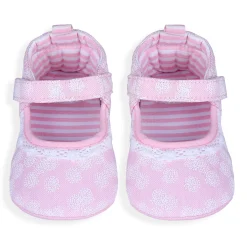 Textured Hookloop Premium Girls Anti-Slip Ballerina Shoes - Pink