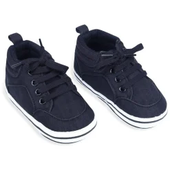 Textured Leather Lace-Up Stylish Anti-Slip Sneaker Shoes - Navy Blue