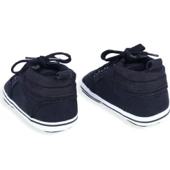 Textured Leather Lace-Up Stylish Anti-Slip Sneaker Shoes - Navy Blue