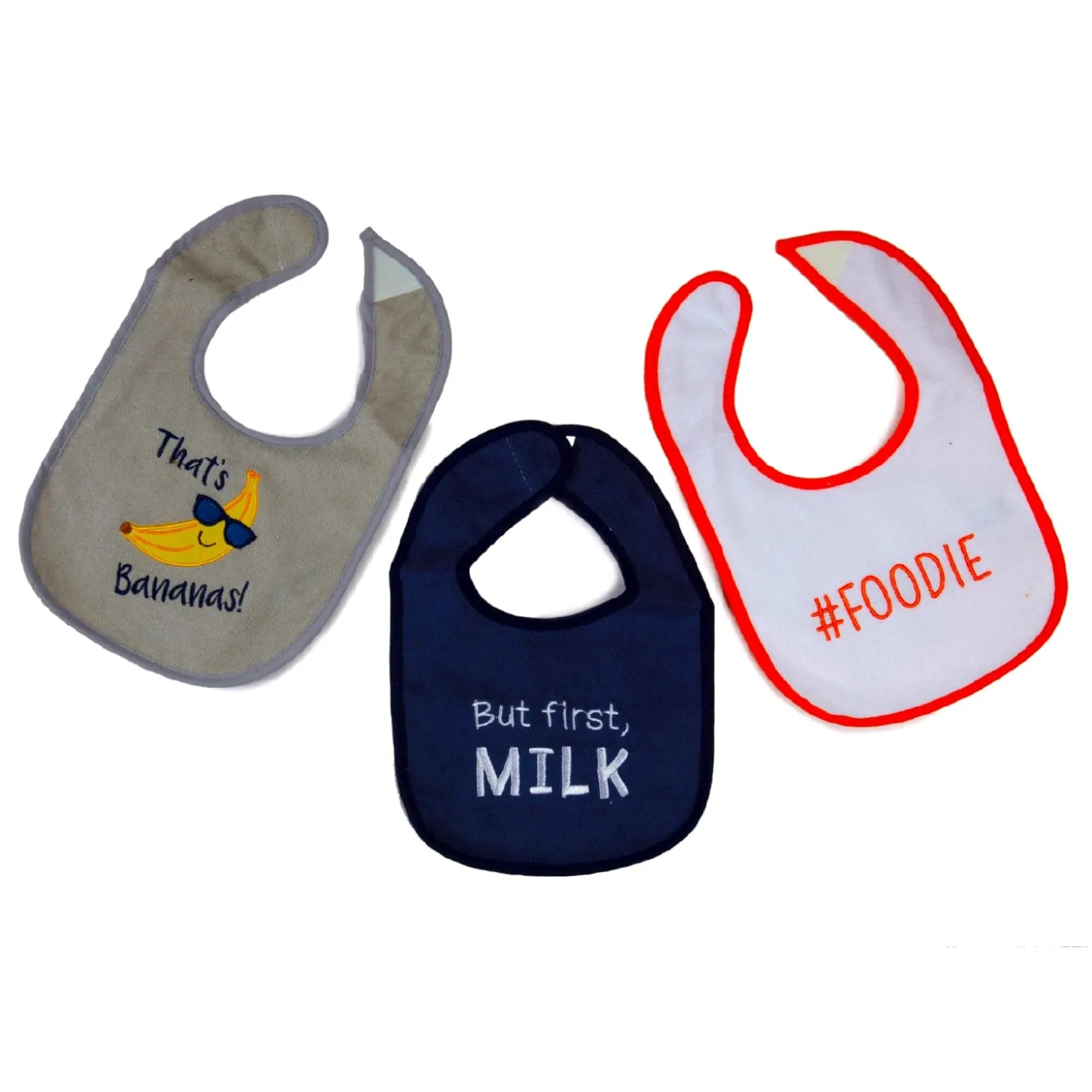 That's Bananas Grey, Orange And Blue 3 Pk Bibs