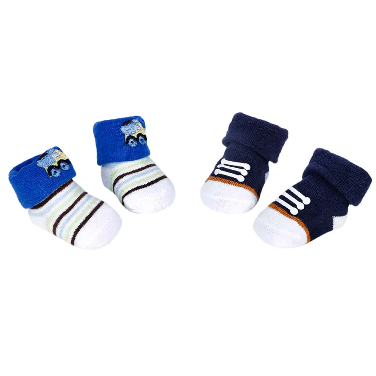 Truck & Striped Blue 2 Pk Socks