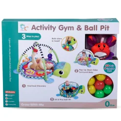 Turtle Infant Play Mat Activity Gym With Hanging Toys And Balls - Green
