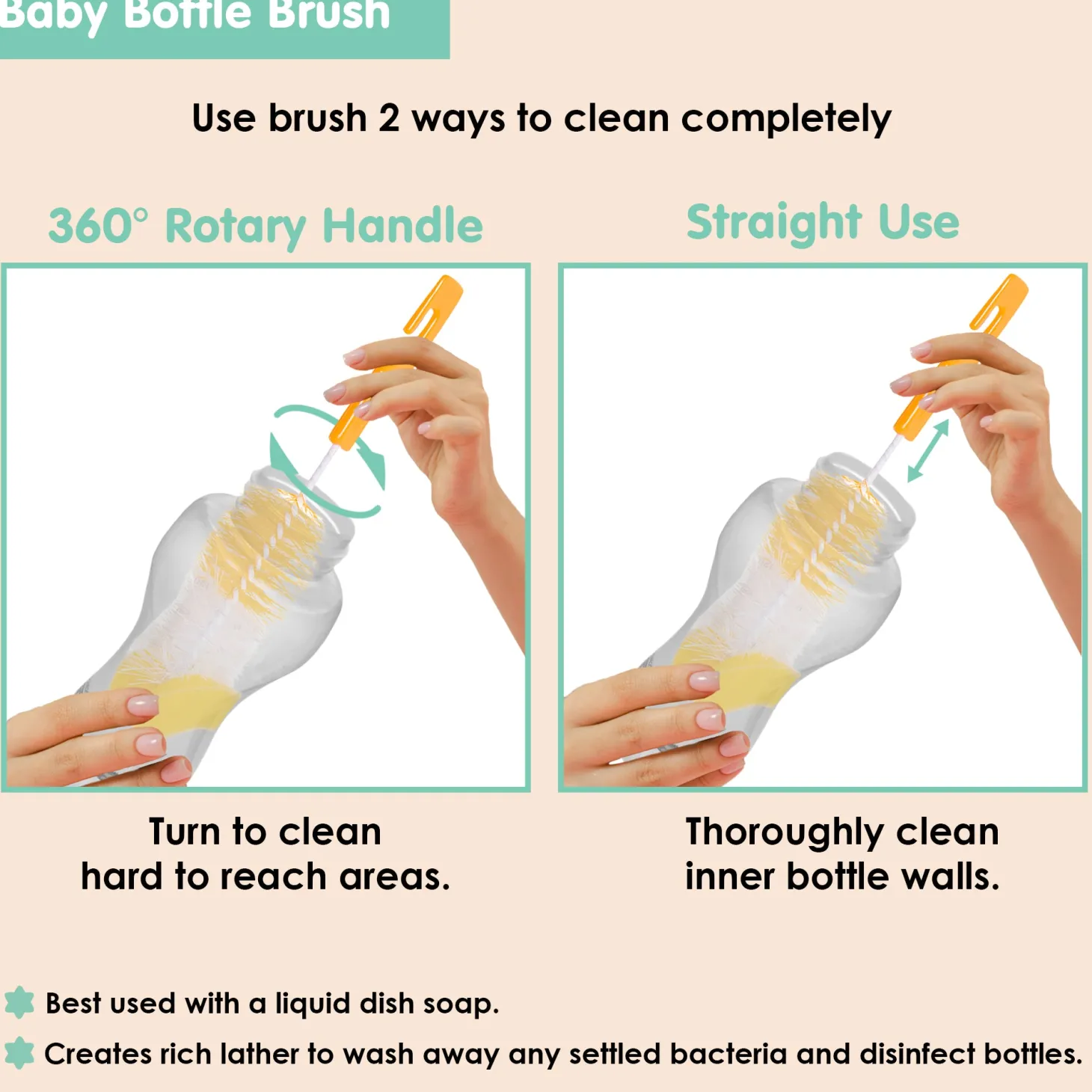 Twist And Turn Orange And Blue 2 Bottle And 2 Nipple Cleaning Brush Set of 4