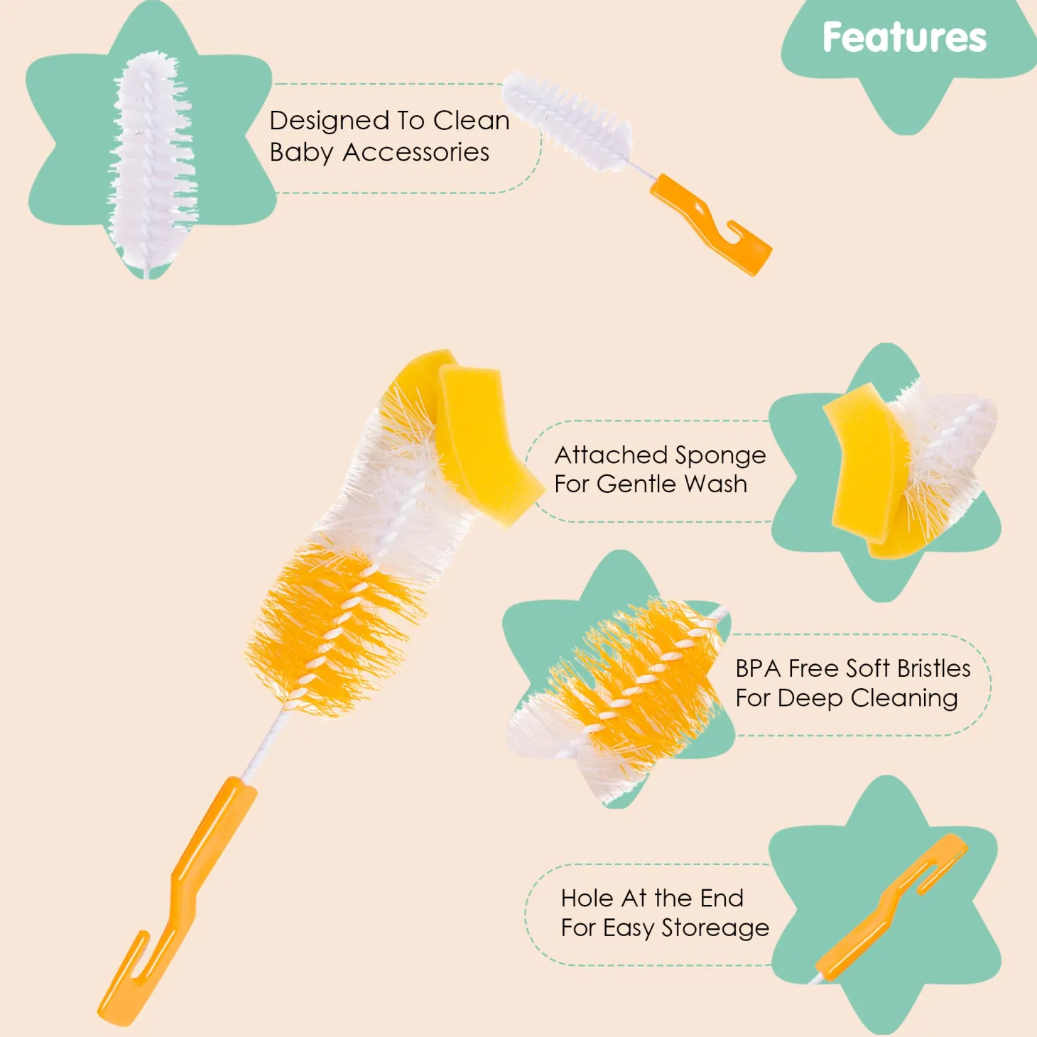 Twist And Turn Orange And Blue 2 Bottle And 2 Nipple Cleaning Brush Set of 4