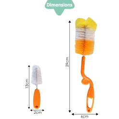 Twist And Turn Orange Bottle And Nipple Cleaning Brush Set of 2