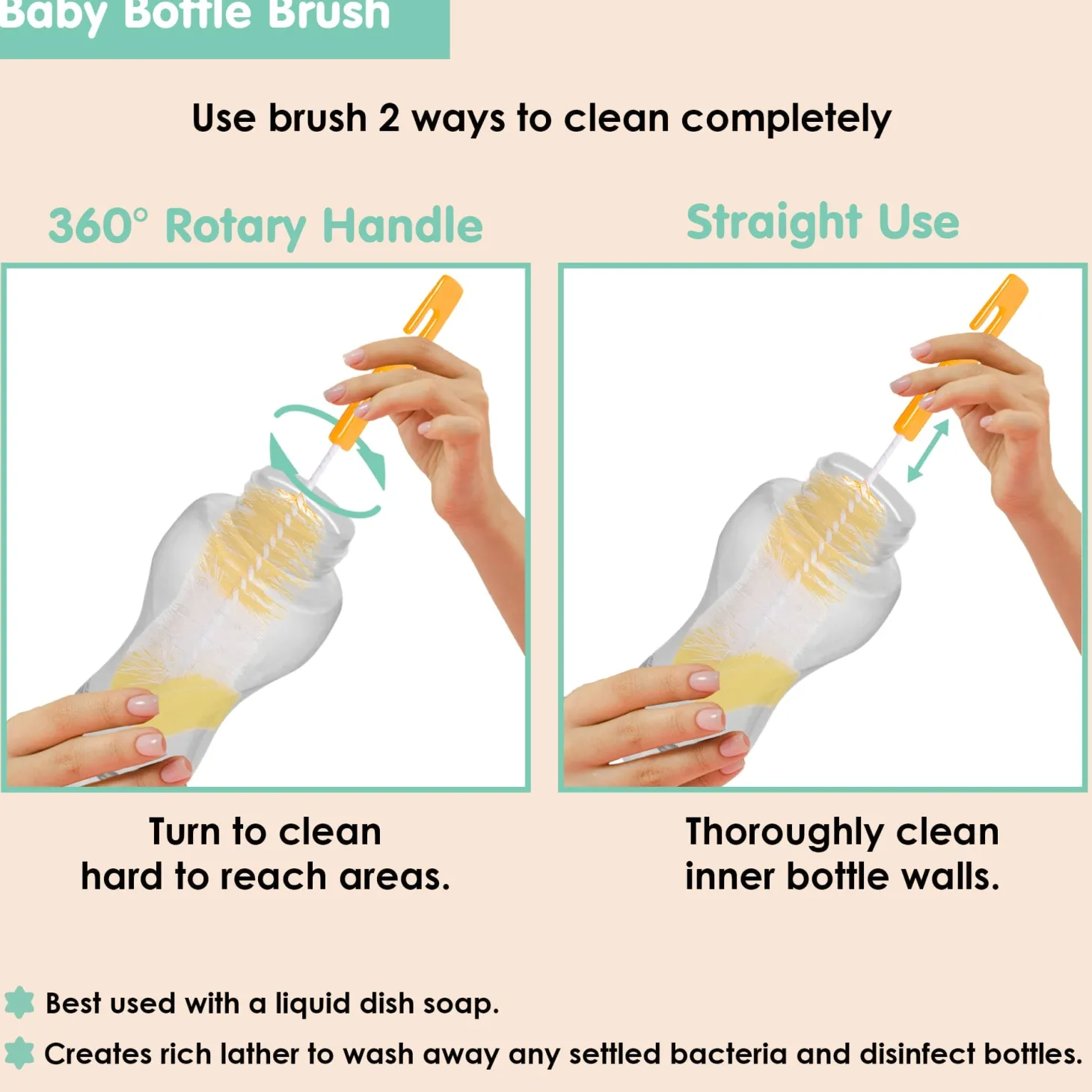 Twist And Turn Pink And Orange 2 Bottle And 2 Nipple Cleaning Brush Set of 4