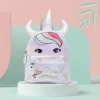 Unicorn Sequined Dual Tone Backpack Trendy Bag - White