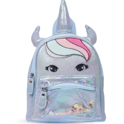 Unicorn Sequined Dual Tone Backpack Trendy Bag - Blue