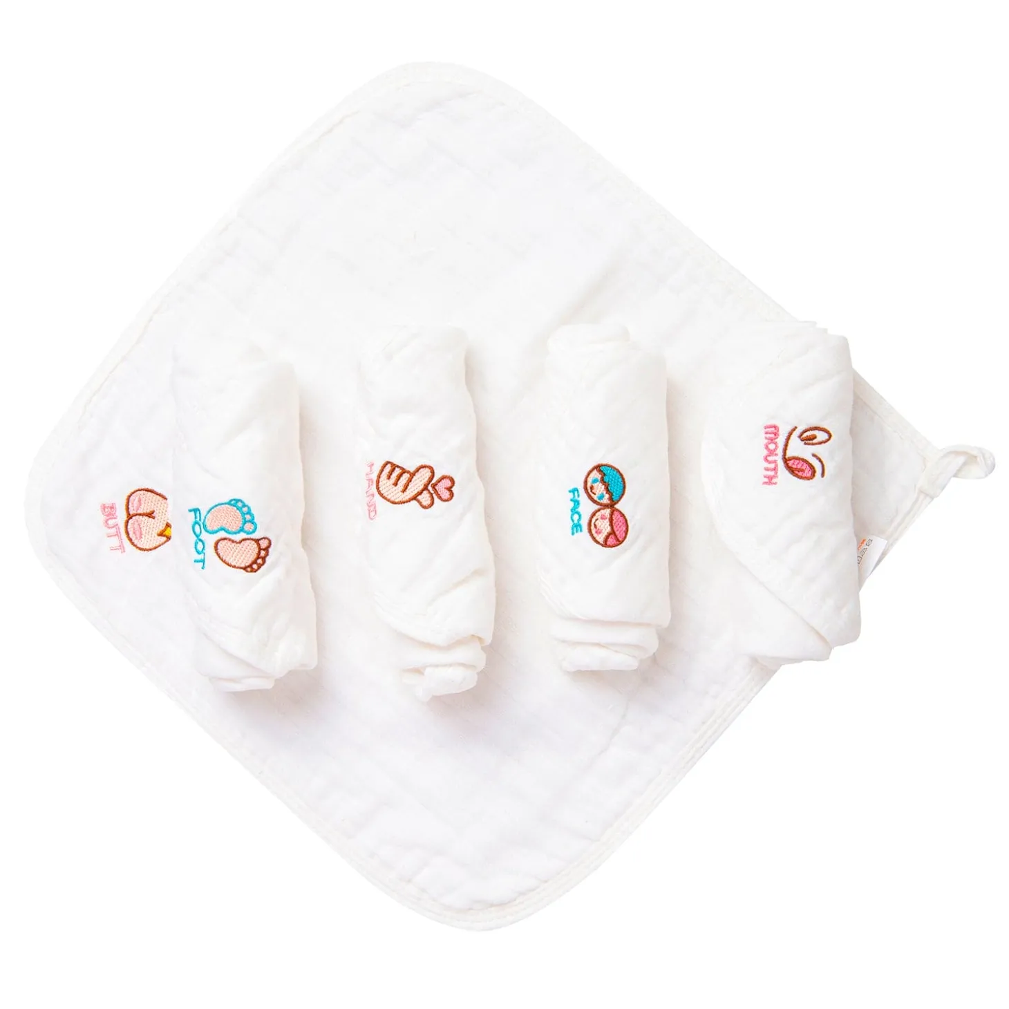 Wash Cloth Muslin Napkins Pack Of 5 Multipurpose White