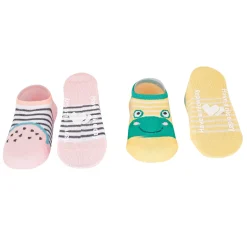Watermelon And Frog Pink And Yellow 2 Pk Socks