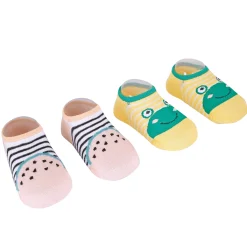 Watermelon And Frog Pink And Yellow 2 Pk Socks