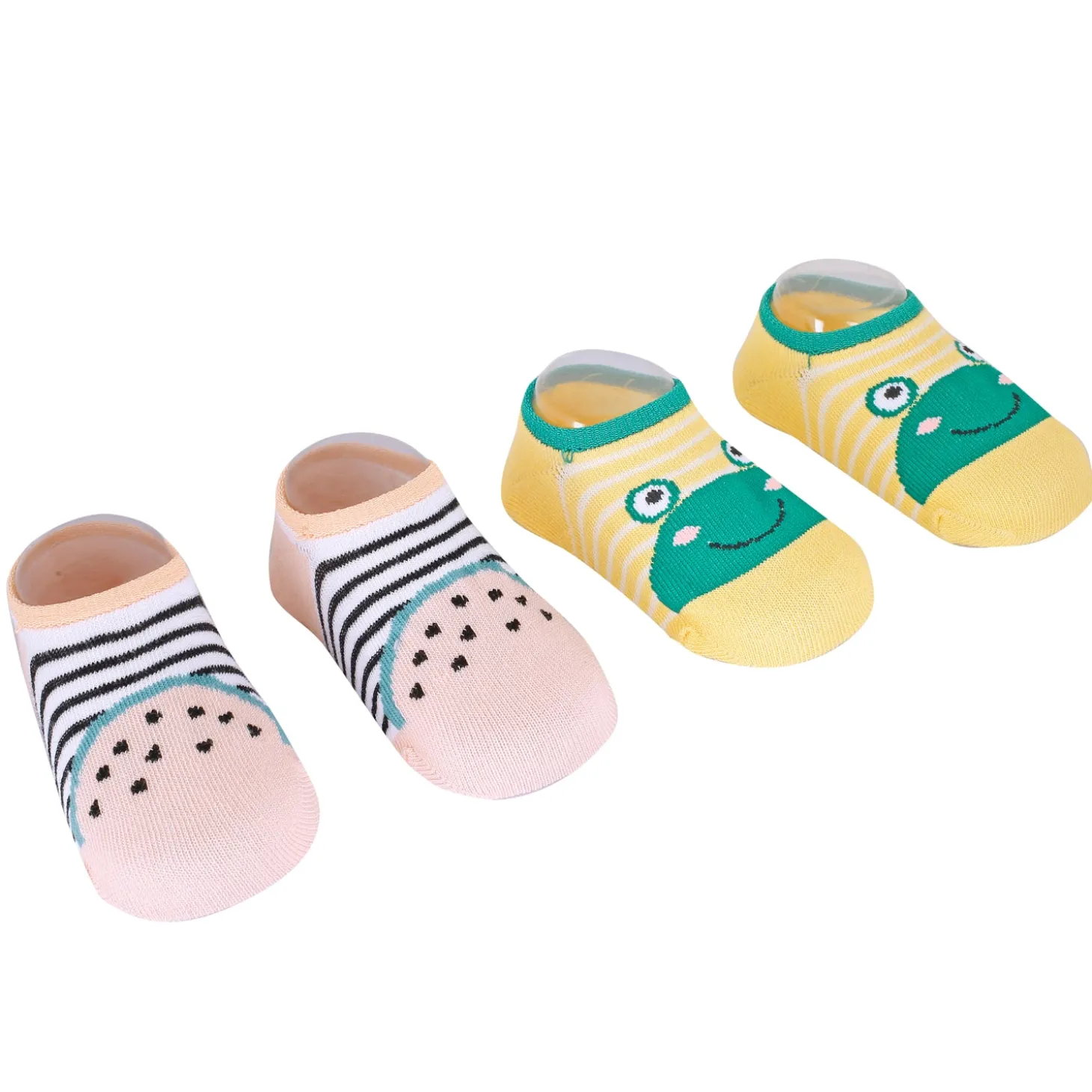 Watermelon And Frog Pink And Yellow 2 Pk Socks