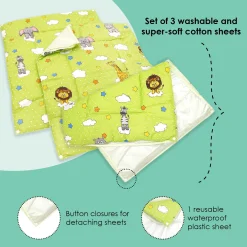 Waterproof Changing Sheet Set Fun In The Jungle Green