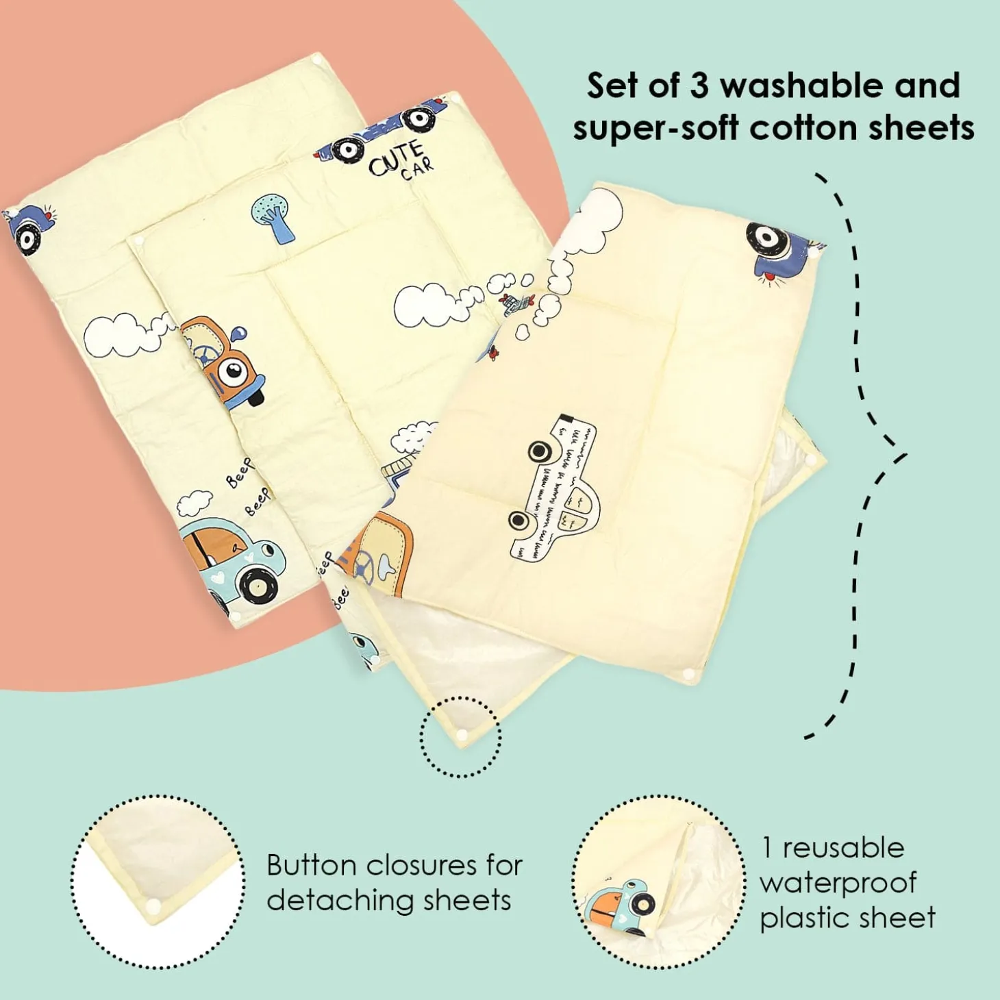 Waterproof Changing Sheet Set Vintage Ride Yellow