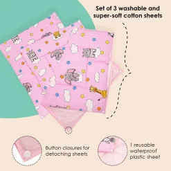 Waterproof Changing Sheet Set Flying Animals Pink