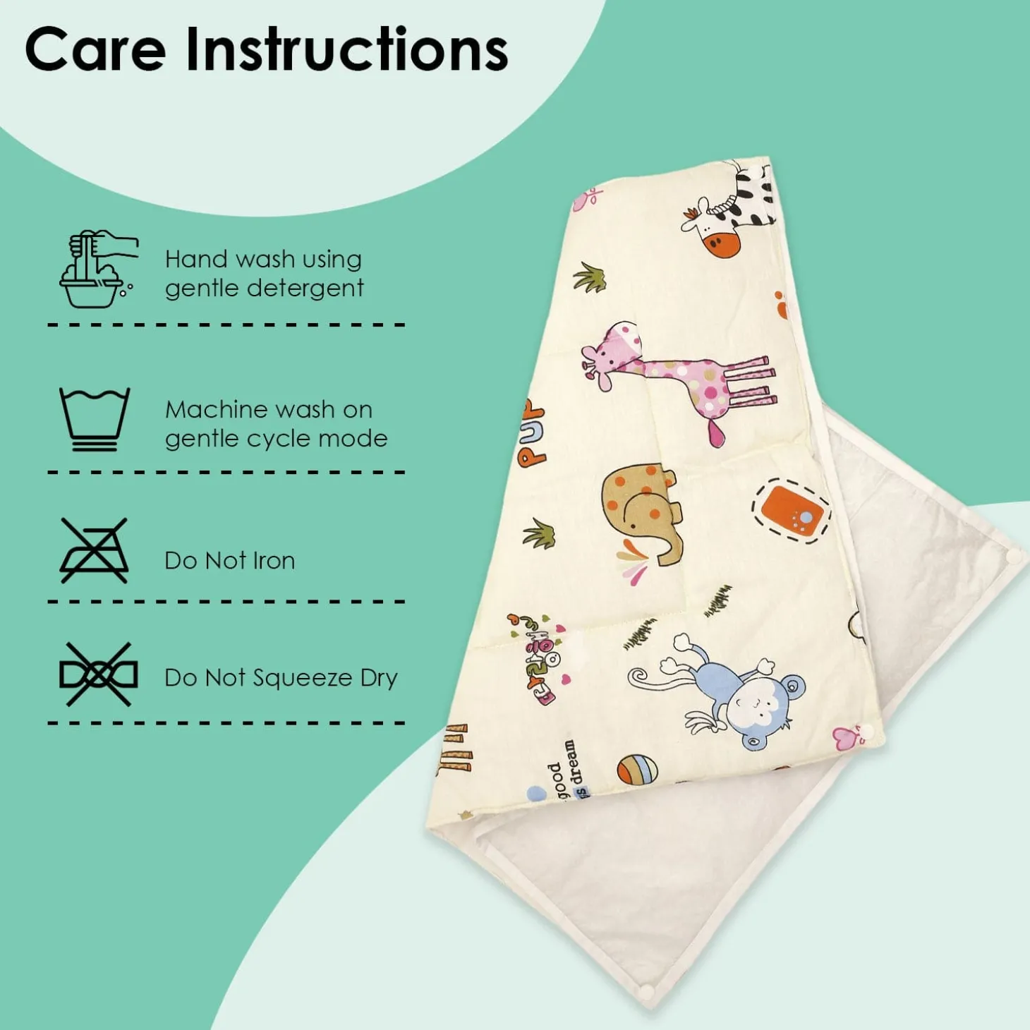 Waterproof Changing Sheet Set I Love Animals Cream