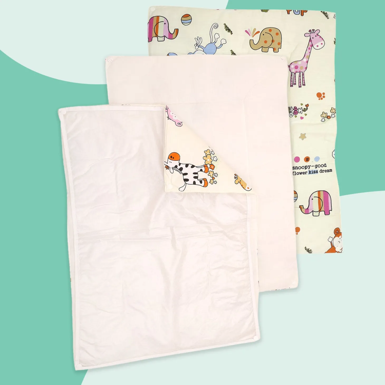 Waterproof Changing Sheet Set I Love Animals Cream